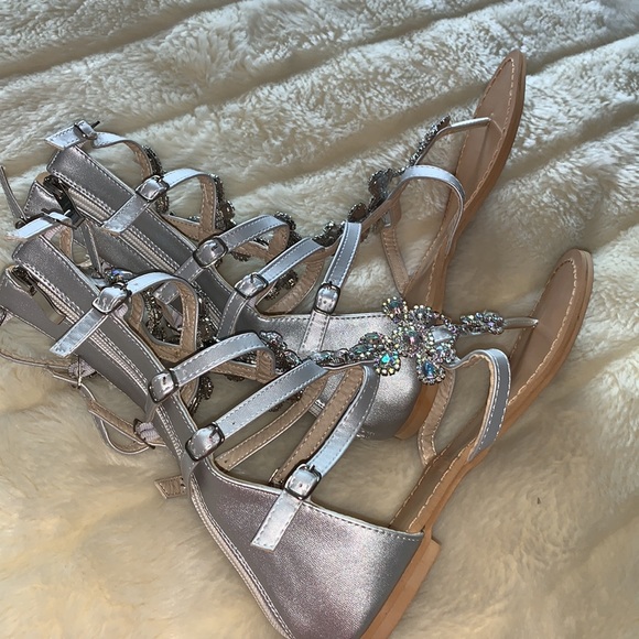 Size 10 Strappy boots sandals Bling sparkling Glam jewelled boot sandals 42 - Picture 7 of 12